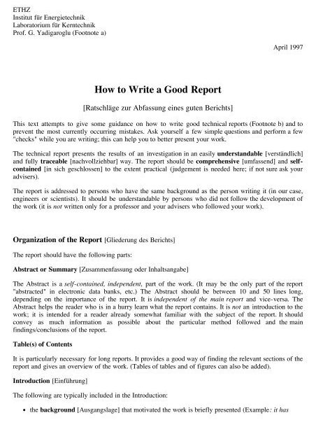 How To Write A Good Report