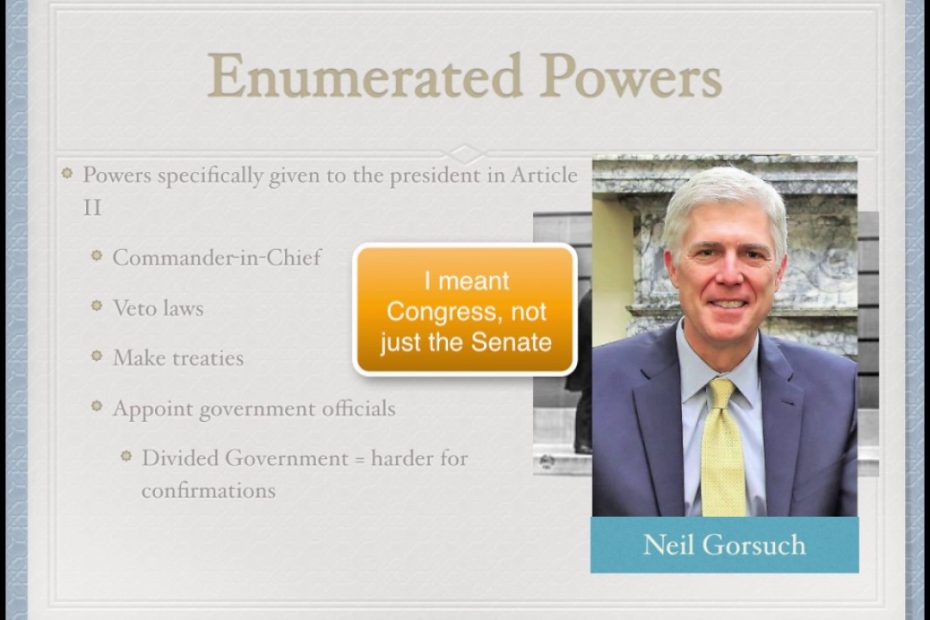 Gov Review Video #32: Presidential Powers - Enumerated And Inherent -  Youtube